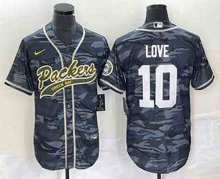 Men's Green Bay Packers #10 Jordan Love Grey Camo With Patch Cool Base Stitched Baseball Jersey,We sell and wholesale Men's Green Bay Packers #10 Jordan Love Grey Camo With Patch Cool Base Stitched Baseball Jersey on line form chian!